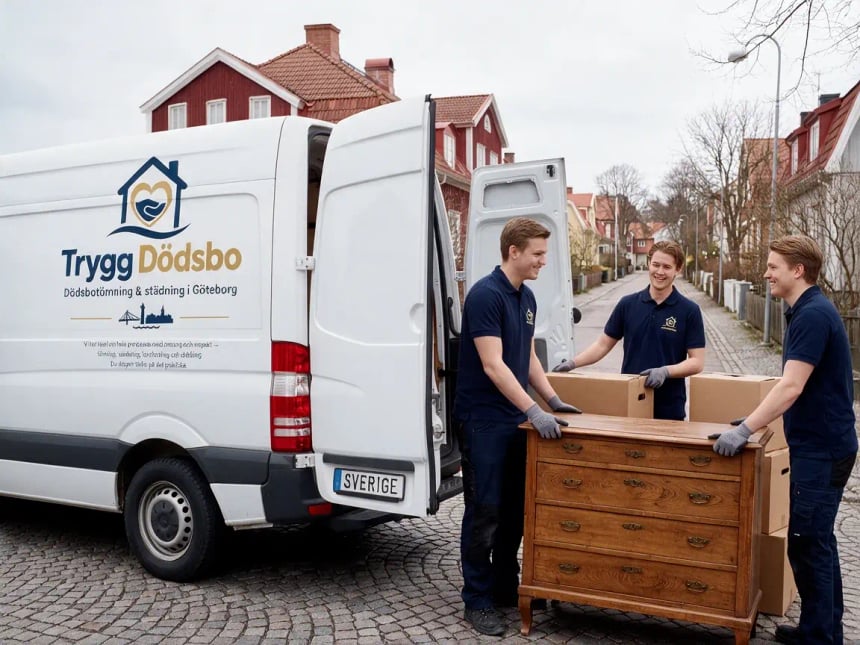 Trygg Dödsbo team i arbete på ett dödsbo